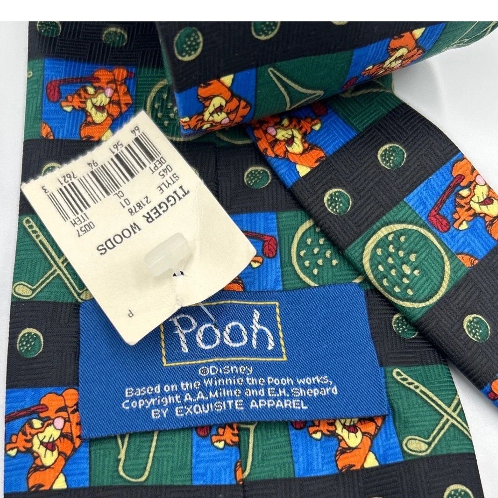 Kelloggs Tony‎ the Tiger Golf Tie Vintage 1994 Black Green Blue Novelty Mens